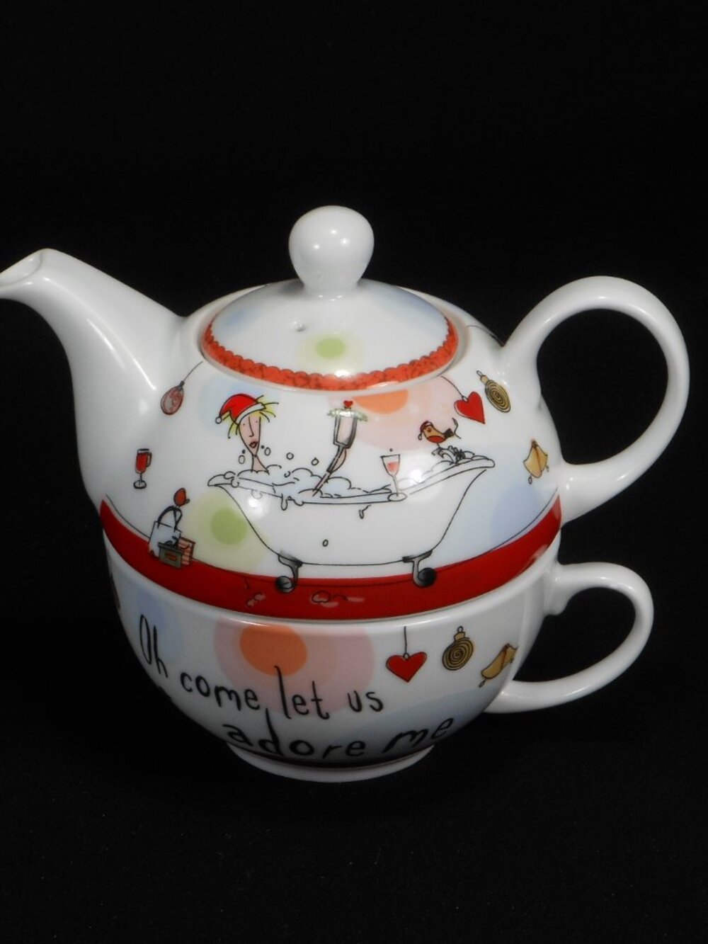 CreativeTops Born to Shop stackable tea pot and cup set
